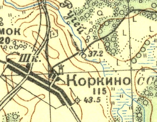 План деревни Коркино. 1937 год