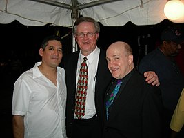 L to R: Steve Ramos, Ray Reach and Lew Soloff backstage at the Taste of 4th Avenue Jazz Festival, sponsored by the Alabama Jazz Hall of Fame in Birmingham, Alabama, September 27, 2008