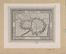 Plan de Nancy en 1633 d'après Anthoine de Fer (le bastion de Saurupt est en no 16).