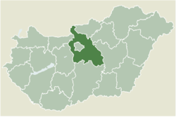 Location of Pest county in Hungary