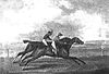 The horses Pope (foreground) and Wizard running in the 1809 Derby Stakes at Epsom.