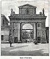 Porta Serio nel 1896, con i caselli daziari, tratto da «Le cento città d'Italia», supplemento mensile illustrato del Secolo, Sonzogno Editore, 1896