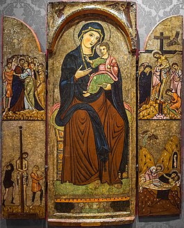 Madonna and Child Enthroned with Four Scenes of Christ's Passion, Rainaldo di Rainuccio da Spoleto, 1265