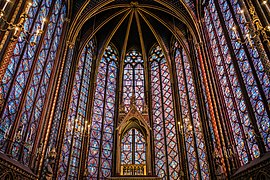 Gothic architecture: Stained glass windows of the Sainte-Chapelle in Paris, completed in 1248, mostly constructed between 1194 and 1220