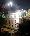 Sprinklers during filming in Brooklyn Heights