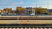 Place name sign on a platform