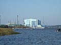 Blick auf die Volkswerft Stralsund vom Wasser aus