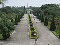 Monument in the citadel (The green hill, top-center, is made as a "common grave" to commemorate the soldiers who died in battle)