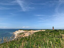 The Clay Cliffs of Aquinnah and the Gay Head Lighthouse on the western end of Martha's Vineyard.