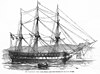 Sketch of a naval frigate.