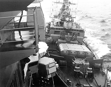 The Soviet frigate Bezzavetnyy rams the USS Yorktown, by United States Navy