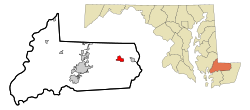 Location of Pittsville, Maryland