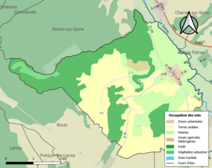 Carte en couleurs présentant l'occupation des sols.