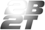 The second logo with "2B" on one line and "2T" below it in large silver letters.