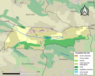 Carte en couleurs présentant l'occupation des sols.