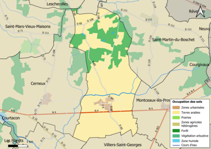 Carte des infrastructures et de l'occupation des sols en 2018 (CLC) de la commune.