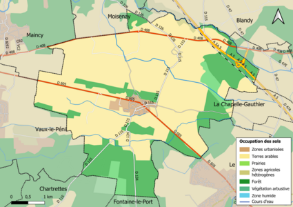 Carte des infrastructures et de l'occupation des sols en 2018 (CLC) de la commune.