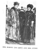 Alice Huyler Ramsey and fellow driver Joan Newton Cuneo, from a 1909 publication