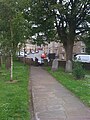 Askrigg's Main Street, viewed from the graveyard of St. Oswald's Church in 2011