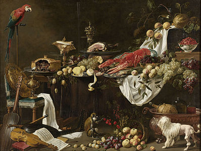 Banquet Still Life, at and by Adriaen van Utrecht