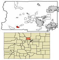 Location of Nederland in Boulder County, Colorado.