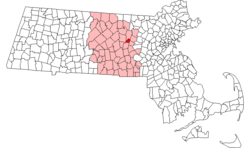 Location in Worcester County in Massachusetts