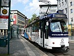 Ledspårvagn modell GT6 på Friedrich-Wilhelm-Platz i Braunschweig