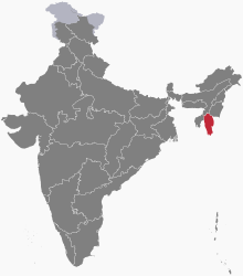 Location of Mizoram within India
