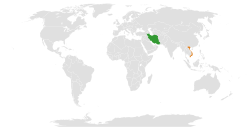 Map indicating locations of Iran and Vietnam