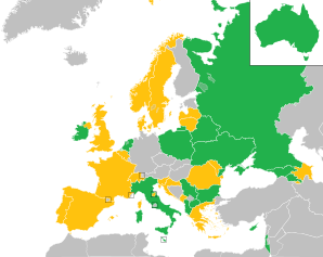 A coloured map of the countries of Europe