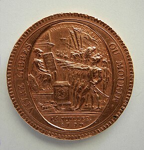 Monneron de 5 sous Au serment, 1792, par Augustin Dupré (avers)