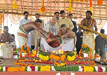 Narendra Modi and others at the foundation ceremony of Amaravati