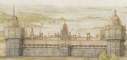 Nonsuch Palace iniziato nel 1538, uno stravagante edificio Tudor, a Greenwich, commissionato da Enrico VIII. Fu demolito nel XVII secolo.