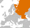 Location map for the State of Palestine and Russia.