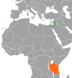 Map indicating locations of Palestine and Tanzania