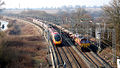 Two trains on the West Coast Main Line