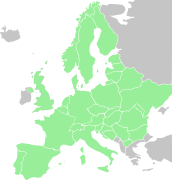 Range of Hieracium canadense throughout Europe