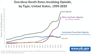 U.S. overdose deaths involving all opioids. Deaths per 100,000 population.[36]