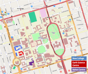 Plan des principaux bâtiments de l'Université de Toronto