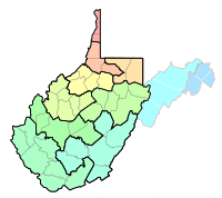 West Virginia's Senate districts as defined in the 1863 Constitution