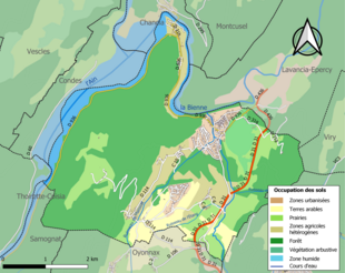 Carte en couleurs présentant l'occupation des sols.