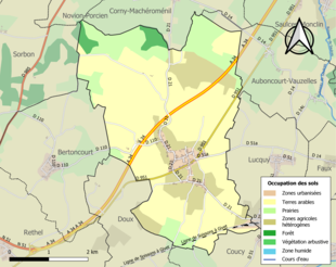 Carte en couleurs présentant l'occupation des sols.