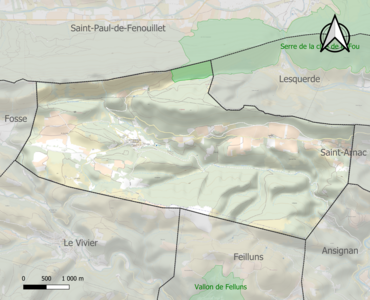 Carte de la ZNIEFF de type 1 sur la commune.