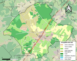 Carte en couleurs présentant l'occupation des sols.