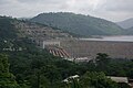 The Akosombo hydroelectric dam, seen from Volta Hotel, the most noted hotel overlooking the Akosombo Dam.