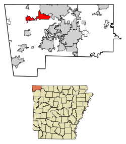 Location of Gravette in Benton County, Arkansas.