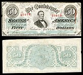 $50 (T57) Jefferson Davis Keatinge & Ball (Richmond, VA and Columbia, S.C.) (2,349,600 issued)