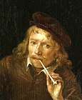Gerrit Dou: self-portrait with long-stemmed clay pipe (1645).
