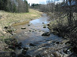 Hitolanjokea Rekijoen myllyn luona Kiikalassa