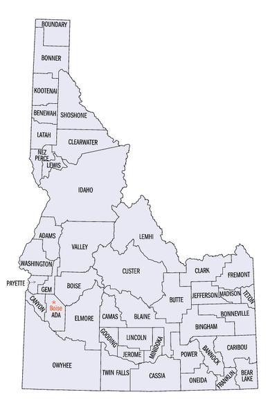 Comtés de l'État de l'Idaho